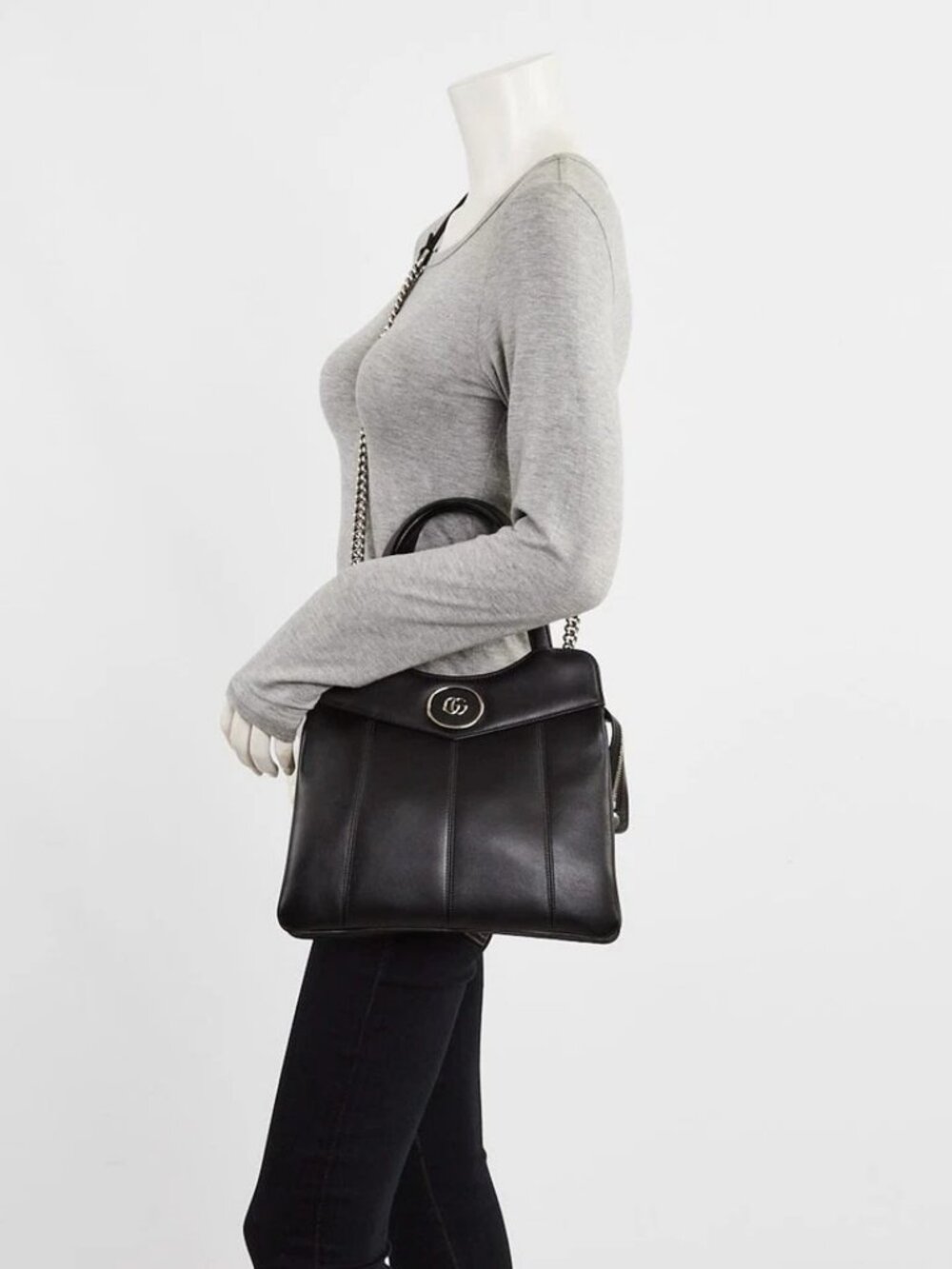 Gucci Black Quilted Leather Petite GG Small Tote Bag